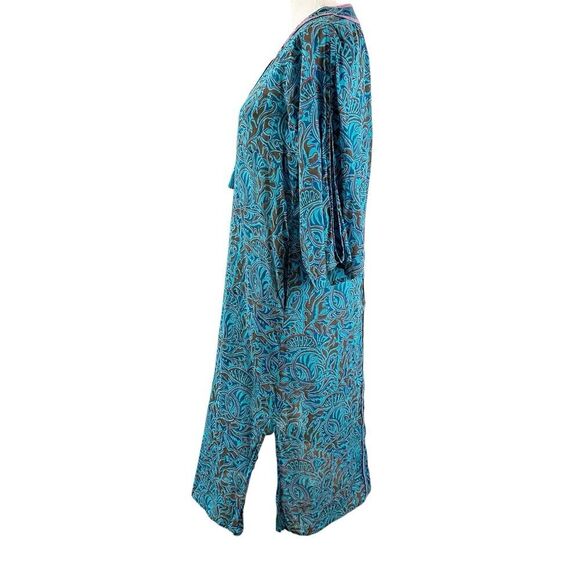Cleobella Womens Midi Dress Size XS Kaftan Printed Tassel Neck Boho Festival - Picture 2 of 11